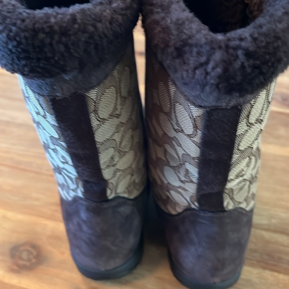 COACH SHERMAN SIGNATURE MID FLEECE SUEDE BOOTS 8.5 - Picture 5 of 8